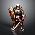 3D Armored Knight Figure With Metallic Armor Red Sword And Detailed Shield