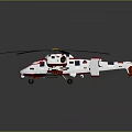 White Helicopter Model With Black Rotors And Red Yellow Accents Detailed Design