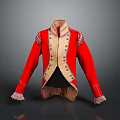 Vintage Red Coat With Gold Buttons Decorative Details And Lace Cuffs As Daily Living Essential