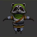 Cute Raccoon Character Wearing Green Hoodie And Scarf In Standing Pose