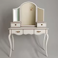 Elegant White Dressing Table with Mirror and Gold Handle Drawer Storage
