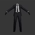 Man in Black Suit With White Shirt Tie Black Gloves and Waist Radio