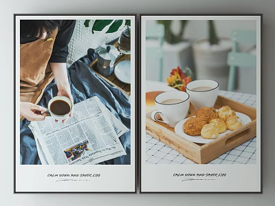 Relaxing Daily Scene With Coffee Newspaper Tray Pastries And Green Plants 3d model