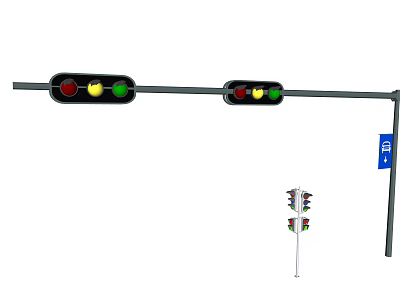 Durable Outdoor Traffic Signal Lights With Red Yellow Green Lamps On Pole And Standalone Installation Design 3d model