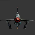 Military Aircraft Model Camouflage Green With Red Nose Detailed Design Markings On Black Reflective Surface