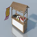 Wooden Swing Door For Street Vendor Stall With Traditional Roof And Display Products