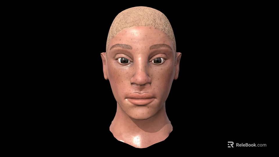Game Film Character 3D Head Model With Bald Head And Realistic Facial Features 3d model 