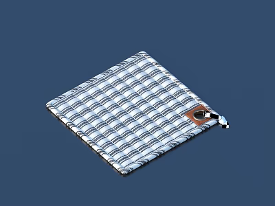 Stylish Striped Square Cloth With Decorative Tag For Daily Household Use 3d model