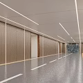 Modern Parking Garage Interior Design With Linear Lighting Wooden Panel Walls And Smooth Flooring