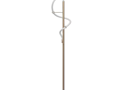 Modern Floor Lamp With Curved White Arm And Brass Metal Stand 3d model