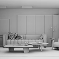 Modern sofa coffee table combination 3d model
