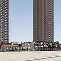 Modern High Rise Residential Complex With Two Towers And Low Rise Base 3d model