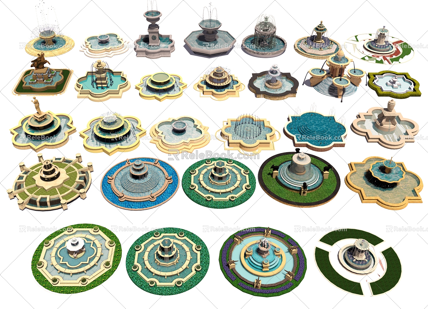 European-style Fountain Water Bowl Waterscape Combination Yongquan Fountain Sculpture Sculpture Waterscape Outdoor Construction model