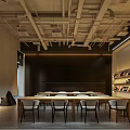 Modern Teahouse Interior Design With Plush Sofas Wooden Tables Pendant Lights And Green Plants