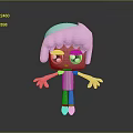 3D Cartoon Character With White Body Big Brown Eyes Creamy Hair On Reflective Black Background