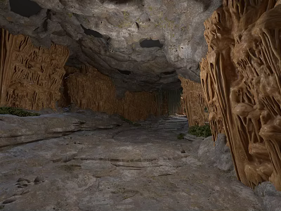 Rocky Cave Interior With Intricate Stone Formations And Pathway 3d model