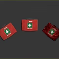 Three Red First Aid Boxes With Green Cross And Lockable Metal Cases 3d model