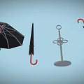 Simple Design Household Umbrella Stand With Black Umbrellas And Hanging Hooks