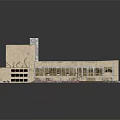 Modern Architectural Building Model With Modular Structure Flat Roof And Large Glass Windows