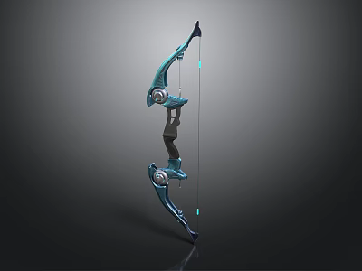 Modern Blue Compound Bow Weapon with Metal Components and Bowstring in Contemporary Design 3d model