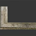 Rustic Stone Bench Structure With L Shaped Design And Mossy Surface 3d model