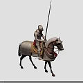 Decorative Figurine Set Featuring Knight in Armor Riding Armored Horse with Lance
