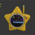 Yellow Star Shaped Toy Radio With Display Screen Antenna And Colorful Buttons