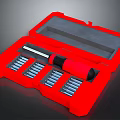 Red Hardware Tool Set With Screwdriver And Multiple Bits In Case 3d model