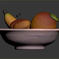 Fresh Mixed Fruits in White Bowl Featuring Banana Peach Kiwi and Apricots