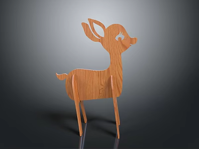 Wooden Deer Figurine With Simple Design And 3D Model Structure 3d model