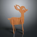 Wooden Deer Figurine With Simple Design And 3D Model Structure