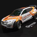 Orange And White Flash Punx Racing Car With Dynamic Design And Large Wheels