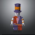 Lego Figure With Purple Orange Tall Hat Red Vest Bow Tie And Pants