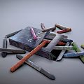 Colorful Crayons Scattered Around Open Box With CRAYONS Text On Cover