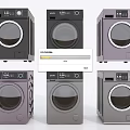Modern Front Load Washing Machines In Various Colors With Control Panels
