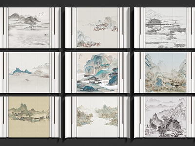 New Chinese ink landscape mural wallpaper background wall model