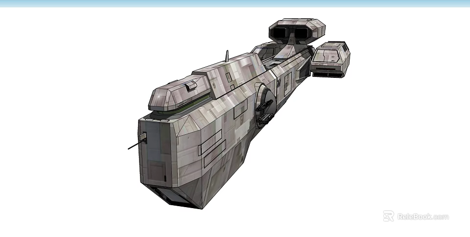 Futuristic Sci-Fi Train With Metallic Armored Exterior And Multiple Carriages 3d model 