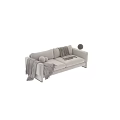 Cozy Two Seater Sofa with Soft Blanket and Round Pillow Living Room Design