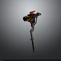 Futuristic Mechanical Hammer Weapon With Orange Red Accents And Metal Structure