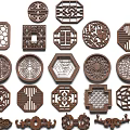 Decorative Wooden Partition Designs With Carved Patterns And Various Geometric Shapes