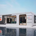 Modern Gray White Medical Service Building With Glass Windows And Water Reflection