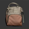 Stylish Orange And Beige Striped Bag With Handles And Shoulder Straps