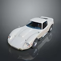 White Vintage Sports Car With Sleek Body Shiny Finish And Reflection On Dark Background