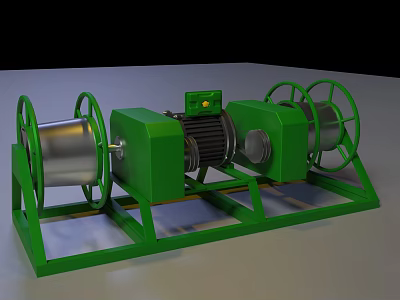 Green Industrial Equipment With Reels Motor And Metal Frame Structure 3d model