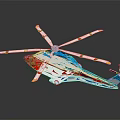 Colorful Helicopter With Blue Red White Body Rotors On Black Background With Reflection