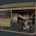 Vintage Yellow Generator With Metal Frame Ventilation Grille And Mechanical Components