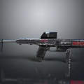 Futuristic Sci Fi Gun Design With Metallic Body Red Accents And Scope