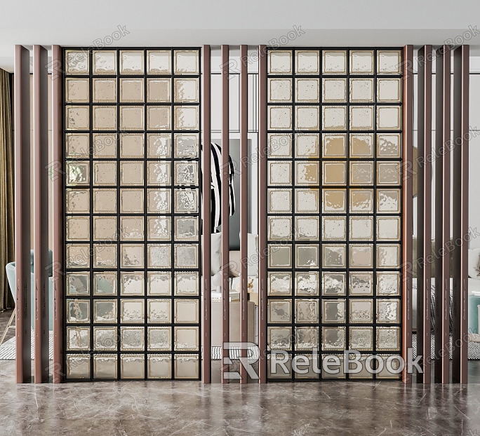 Modern glass brick glass brick partition model