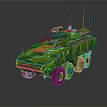 Tactical Green Camouflage Military Vehicle With Six Wheeled Structure And Roof Antenna