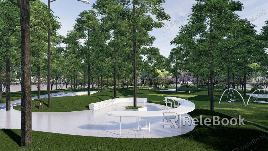 Modern Park Park Landscape Golf Sunshine Lawn Arc Bar Under Forest Rest Runway Strollway model